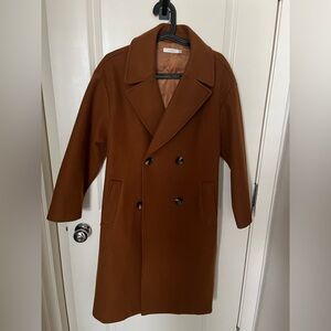 LUSH Women’s Brown Double-Breasted Trench Coat